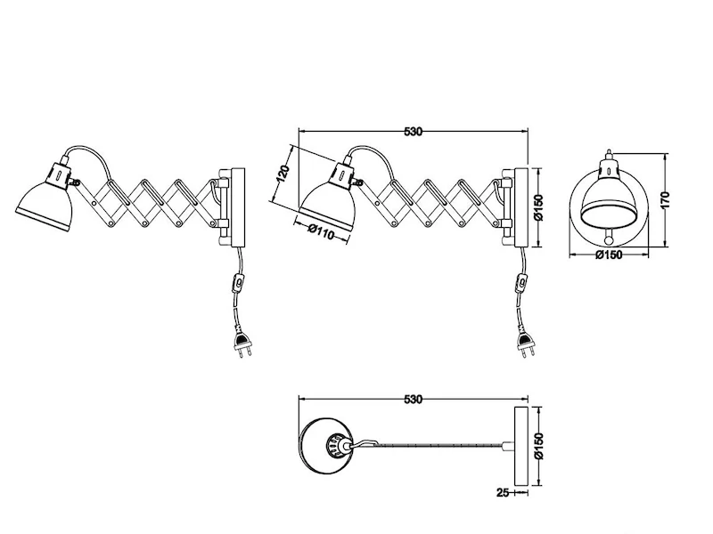 Reality Leuchten Verstellbare Wandleuchte SCISSOR Mit Scherengelenk Aus Metall In Weiß Matt 4 Reality Leuchten Verstellbare Wandleuchte SCISSOR Mit Scherengelenk Aus Metall In Weiß Matt – Bild 4