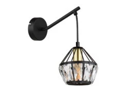 Globo Wandleuchte LOIS Mit Glaskristallen Metall Schwarz Gold, Höhe 25cm -Licht Welt Geschaft wandleuchte lois mit glaskristallen metall schwarz 10