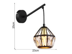 Globo Wandleuchte LOIS Mit Glaskristallen Metall Schwarz Gold, Höhe 25cm -Licht Welt Geschaft wandleuchte lois mit glaskristallen metall schwarz 2