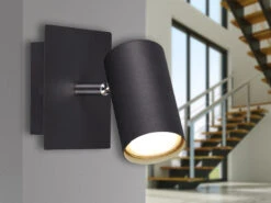 Trio Leuchten Wandleuchte MARLEY Aus Schwarz Mattem Metall Mit Schwenkbarem Spot, GU10-Sockel