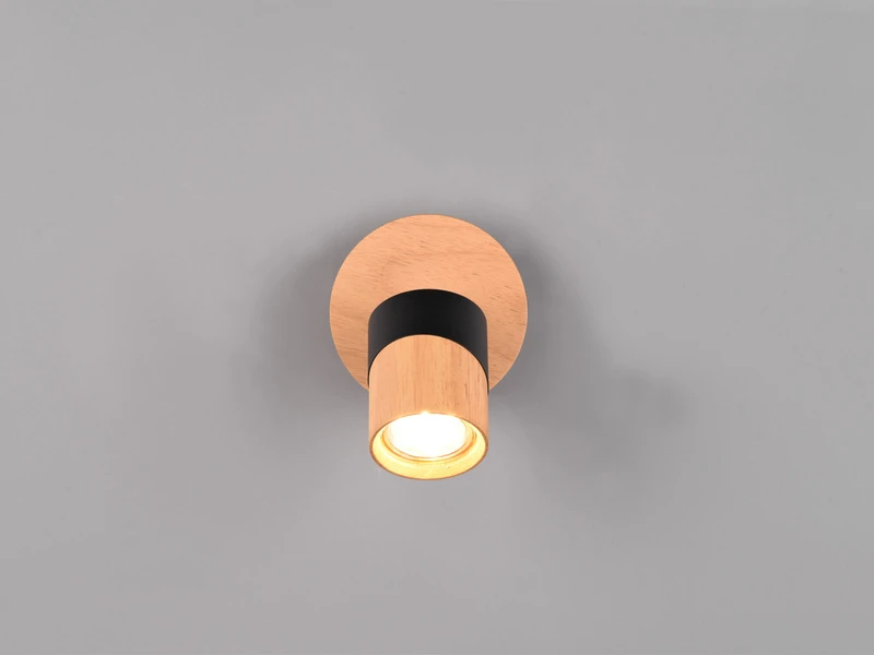 Trio Leuchten Wandstrahler ARUNI Korpus Und Lampenschirm Naturholz & Metall Schwarz 13cm 5 Trio Leuchten Wandstrahler ARUNI Korpus Und Lampenschirm Naturholz & Metall Schwarz 13cm – Bild 5