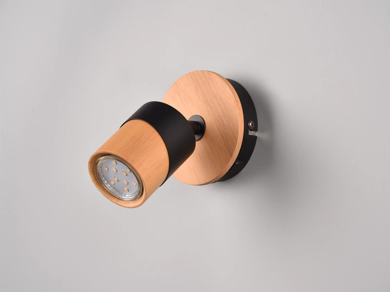 Trio Leuchten Wandstrahler ARUNI Korpus Und Lampenschirm Naturholz & Metall Schwarz 13cm 6 Trio Leuchten Wandstrahler ARUNI Korpus Und Lampenschirm Naturholz & Metall Schwarz 13cm – Bild 6