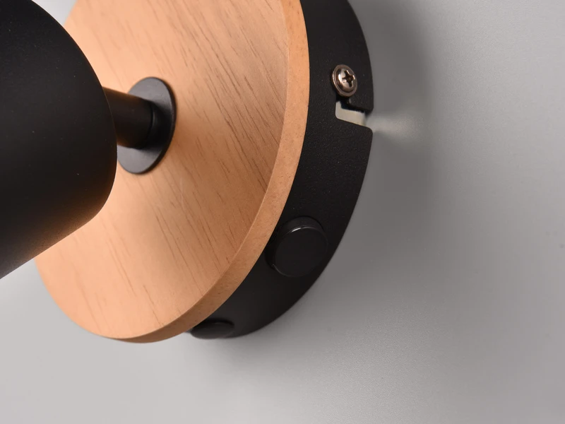 Trio Leuchten Wandstrahler ARUNI Korpus Und Lampenschirm Naturholz & Metall Schwarz 13cm 7 Trio Leuchten Wandstrahler ARUNI Korpus Und Lampenschirm Naturholz & Metall Schwarz 13cm – Bild 7