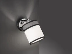 Wofi Wandstrahler DAVIE Silber Chrom Mit Stoffschirm Spot Schwenkbar