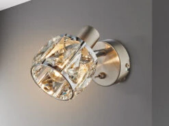 Globo Wandstrahler KRIS Mit Schalter Und Glaskristallen Silber Matt, Höhe 12,5cm -Licht Welt Geschaft wandstrahler kris mit schalter und glaskristallen 1 3