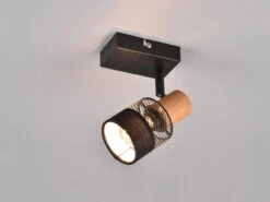 Trio Leuchten Wandstrahler NANDINI Mit Holzelement & Draht-Stoff Lampenschirm, H: 13,5cm -Licht Welt Geschaft wandstrahler nandini mit holzelement draht stoff l 5