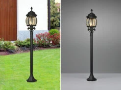 Trio Leuchten Wegeleuchte ELVO Nostalgische Laterne, Aluminium Schwarz Höhe 100cm