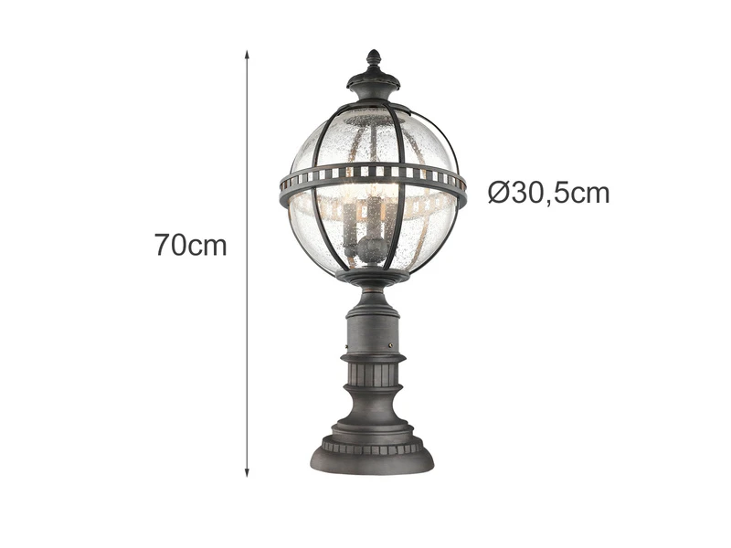 KICHLER Wegeleuchte HALLERON Im Jugendstil Mit Glaskugel, Anthrazit Höhe 70cm 4 KICHLER Wegeleuchte HALLERON Im Jugendstil Mit Glaskugel, Anthrazit Höhe 70cm – Bild 4