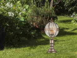 KICHLER Wegeleuchte HALLERON Im Jugendstil Mit Glaskugel, Bronze Höhe 70cm -Licht Welt Geschaft wegeleuchte halleron im jugendstil mit glaskugel b 4