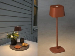 Konstsmide Wiederaufladbare Akku LED Outdoor Tischleuchte CAPRI Dimmbar In Braun, Höhe 36cm