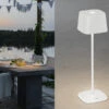 Konstsmide Wiederaufladbare LED Outdoor Akku Tischleuchte CAPRI Dimmbar In Weiß, Höhe 36cm