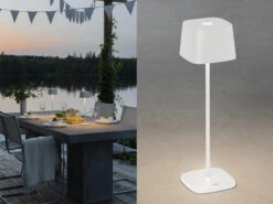 Konstsmide Wiederaufladbare LED Outdoor Akku Tischleuchte CAPRI Dimmbar In Weiß, Höhe 36cm