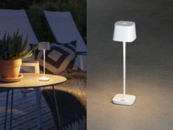 Konstsmide Wiederaufladbare LED Outdoor Tischleuchte CAPRI Dimmbar In Weiß, Höhe 25cm