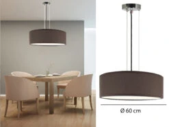 Smartwares Zeitlose Runde Hängeleuchte Mit Stoffschirm In Braun Ø 60cm