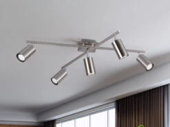Trio Leuchten Zeitloser Deckenstrahler MARLEY Aus Nickel Metall Mit 5 GU10 Schwenkbaren Spots