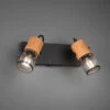 Trio Leuchten Zweiflammiger Wandstrahler TOSH Mit Metall Gitterschirme Schwarz & Holzsockel