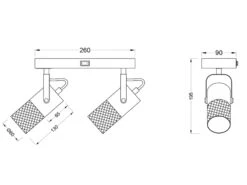 Trio Leuchten Zweiflammiger Wandstrahler TOSH Mit Metall Gitterschirme Schwarz & Holzsockel -Licht Welt Geschaft zweiflammiger wandstrahler tosh mit metall gitters 4
